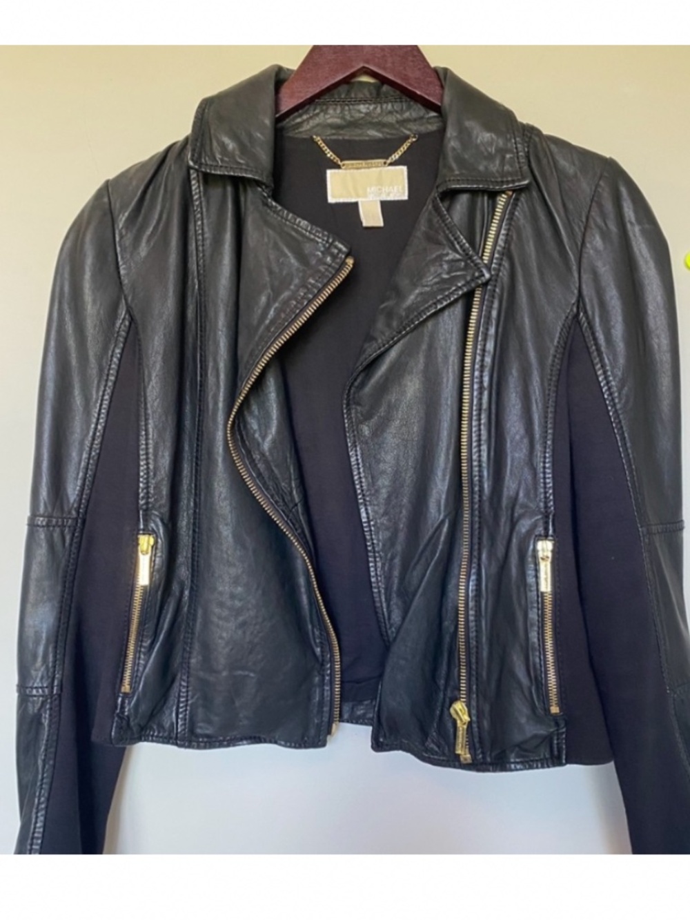 Michael Kors Black Leather Biker Style Jacket